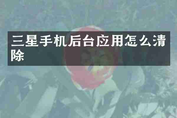 三星手机后台应用怎么清除