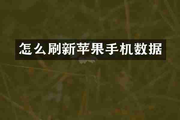 怎么刷新苹果手机数据