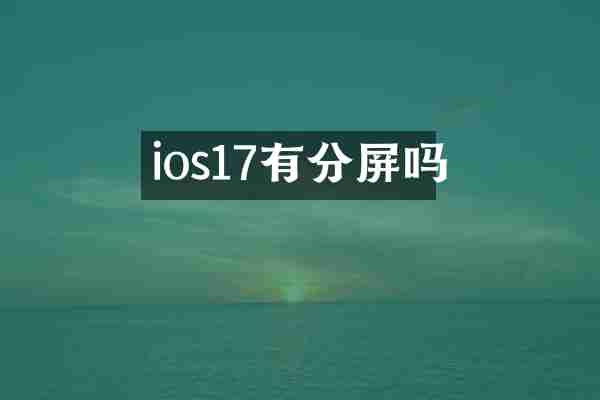 ios17有分屏吗