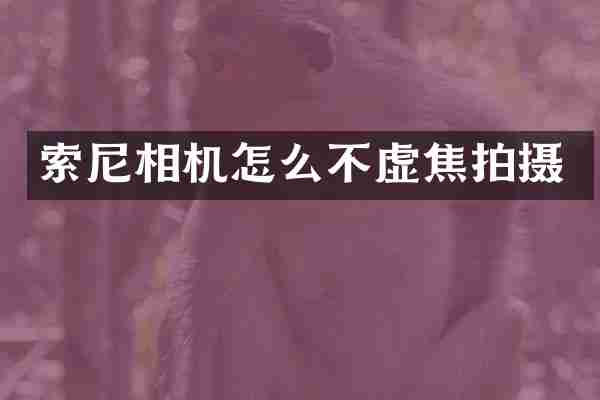 相机怎么不虚焦拍摄