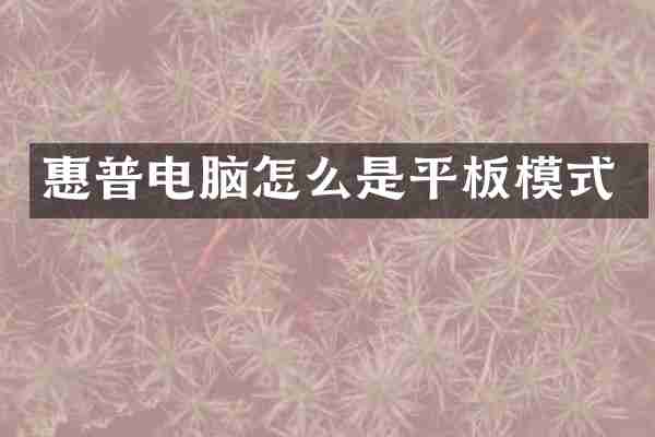 惠普电脑怎么是平板模式