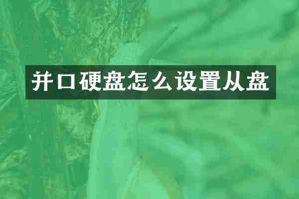 并口硬盘怎么设置从盘