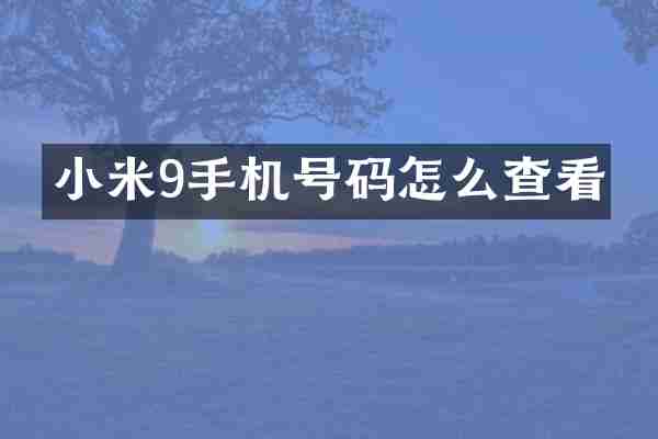 小米9手机号码怎么查看