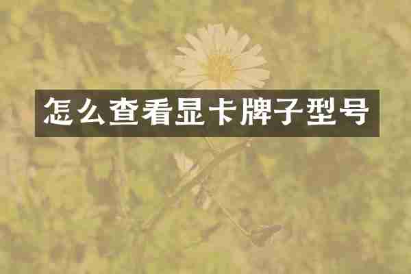 怎么查看显卡牌子型号