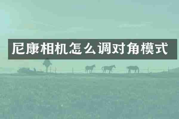 尼康相机怎么调对角模式