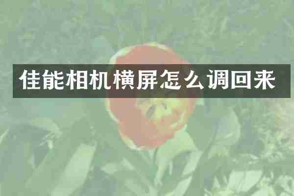 佳能相机横屏怎么调回来