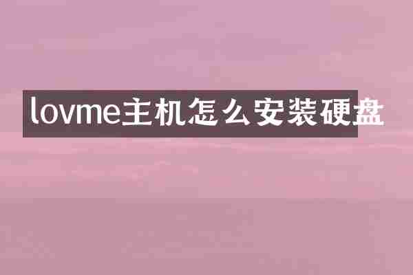 lovme主机怎么安装硬盘