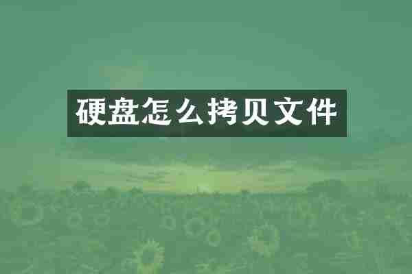 硬盘怎么拷贝文件