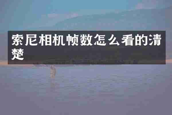 相机帧数怎么看的清楚