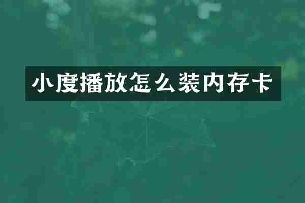 小度播放怎么装内存卡