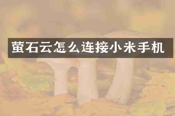 萤石云怎么连接小米手机