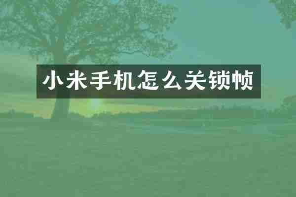小米手机怎么关锁帧