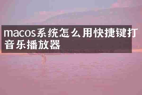 macos系统怎么用快捷键打开音乐播放器