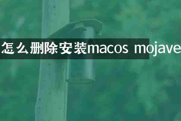 怎么删除安装macos mojave