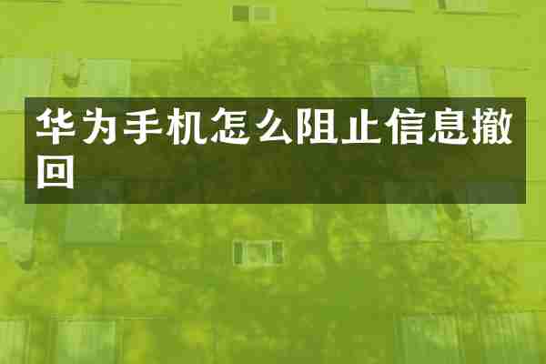 华为手机怎么阻止信息撤回