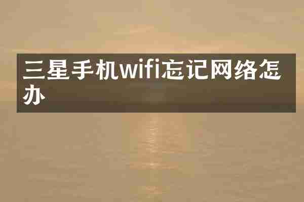 三星手机wifi忘记网络怎么办