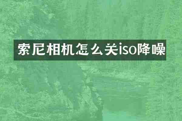 相机怎么关iso降噪