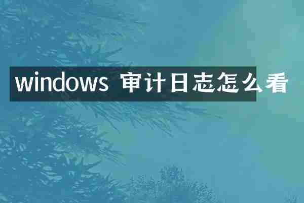 windows 审计日志怎么看