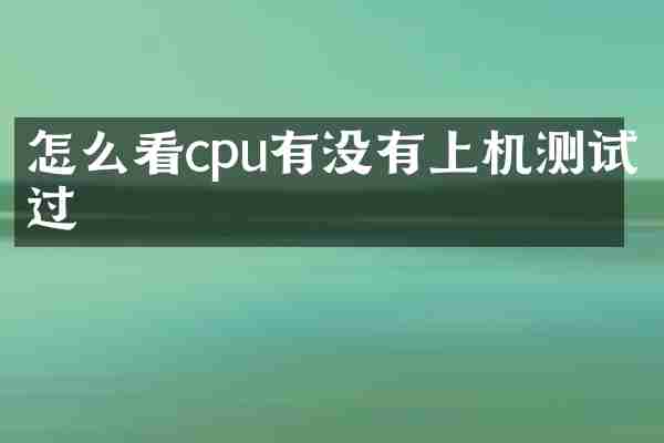 怎么看cpu有没有上机测试过