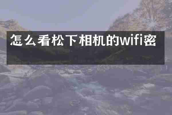 怎么看相机的wifi密码
