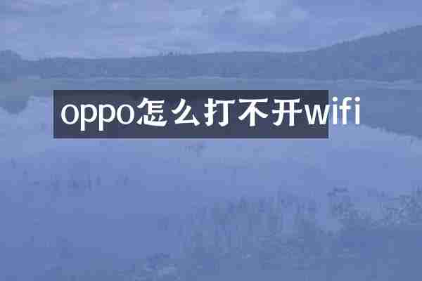 oppo怎么打不开wifi