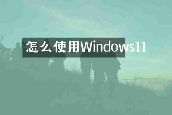 怎么使用Windows11