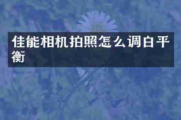 佳能相机拍照怎么调白平衡