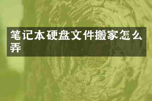 笔记本硬盘文件搬家怎么弄