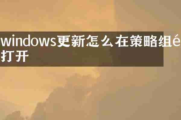 windows更新怎么在策略组里打开