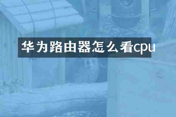 华为路由器怎么看cpu