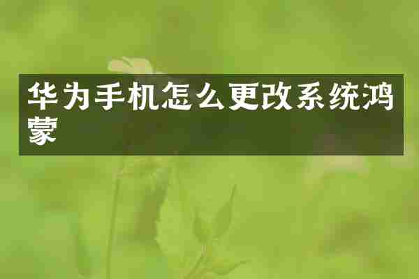 华为手机怎么更改系统鸿蒙