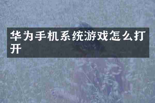 华为手机系统游戏怎么打开