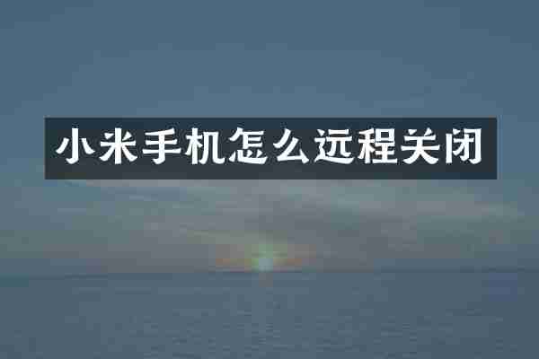 小米手机怎么远程关闭