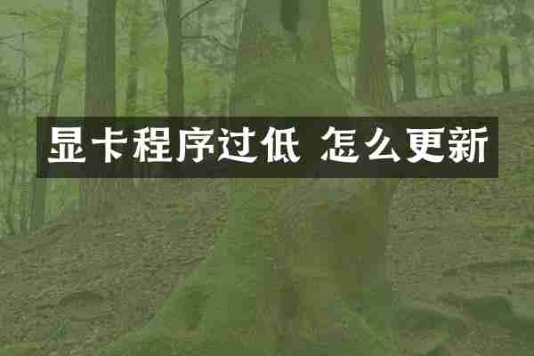 显卡程序过低 怎么更新