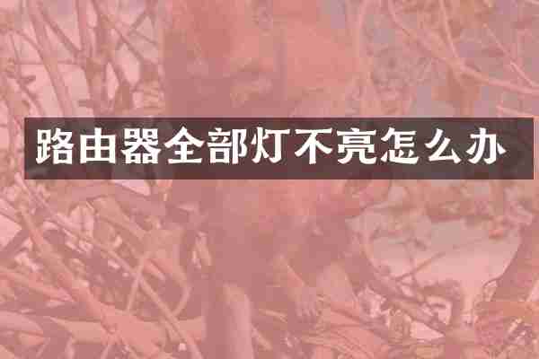 路由器全部灯不亮怎么办