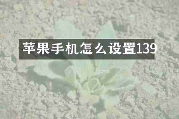 苹果手机怎么设置139