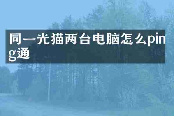 同一光猫两台电脑怎么ping通