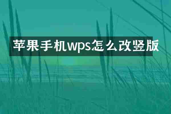 苹果手机wps怎么改竖版