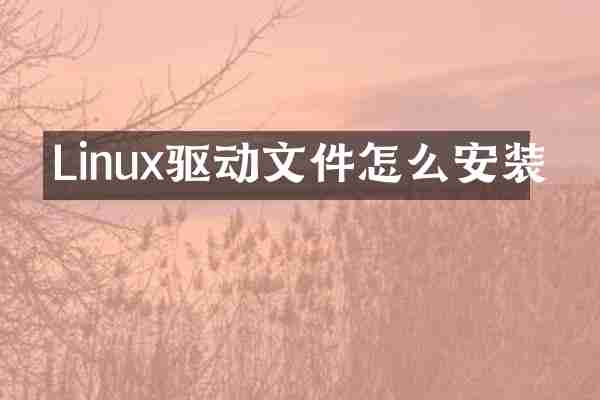 Linux驱动文件怎么安装