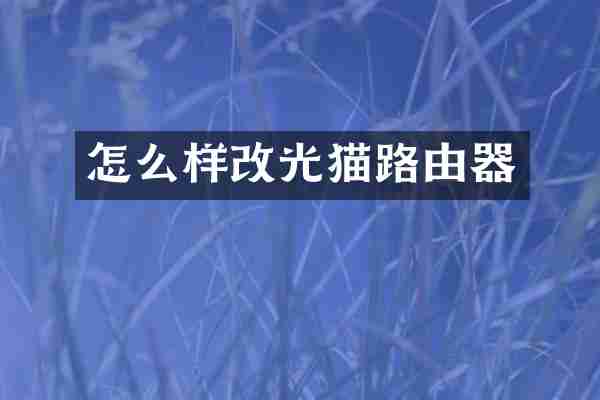 怎么样改光猫路由器