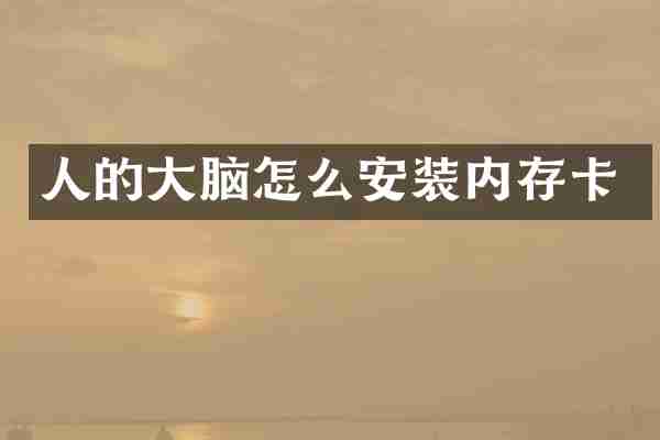 人的大脑怎么安装内存卡