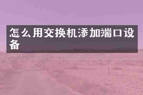 怎么用交换机添加端口设备