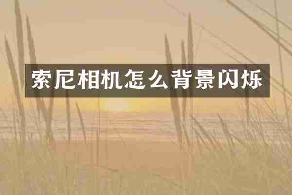 索尼相机怎么背景闪烁