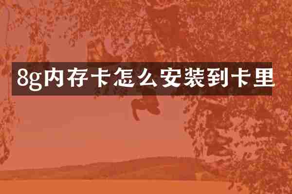 8g内存卡怎么安装到卡里