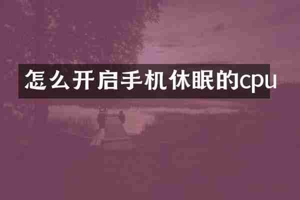 怎么开启手机休眠的cpu