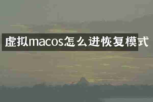虚拟macos怎么进恢复模式