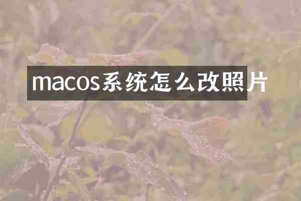 macos系统怎么改照片