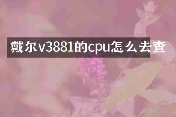 戴尔v3881的cpu怎么去查