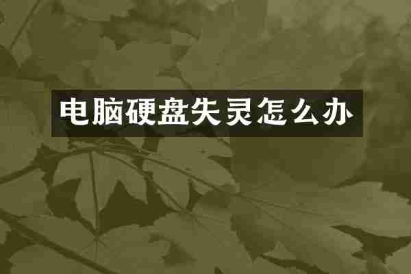 电脑硬盘失灵怎么办