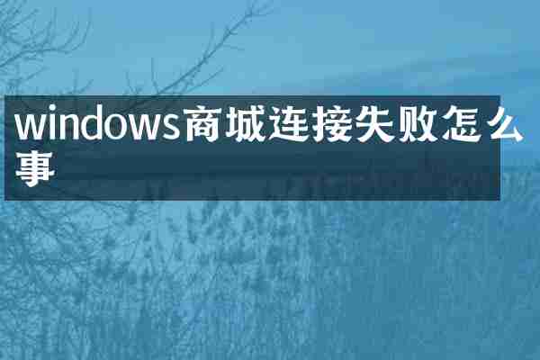 windows商城连接失败怎么回事